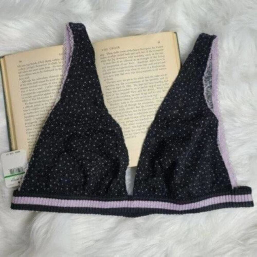 NWT Free People Livvy Lace Bralette Black Purple Night Small